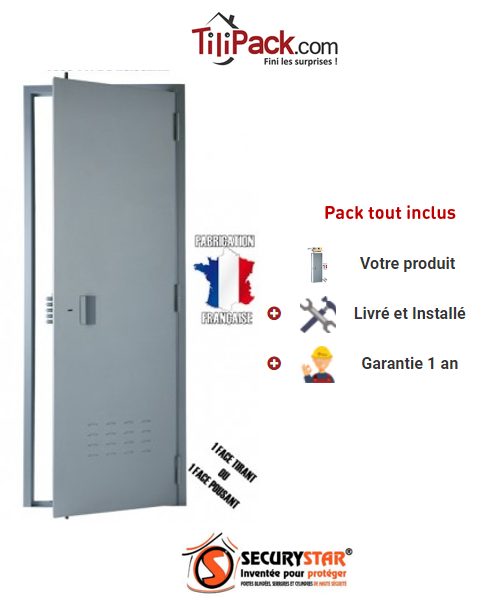 Porte de cave A2P BP1, Securystar Eco, Serrure applique 3 points a2p*