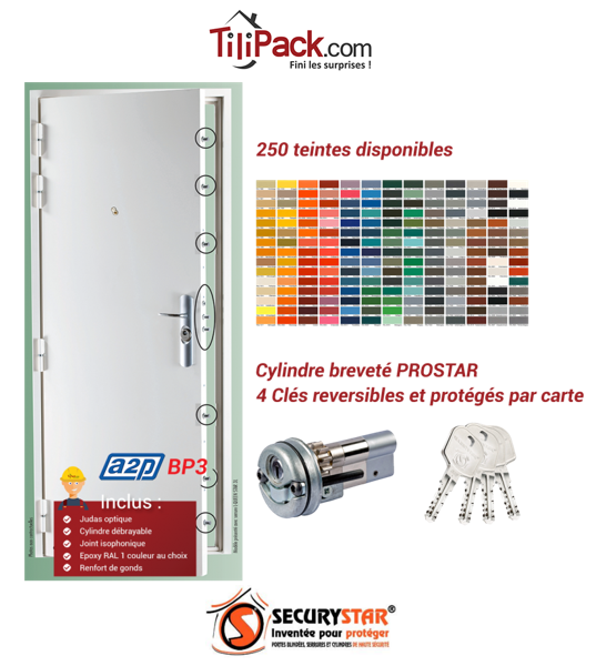 Porte blindée A2P BP3, Securystar Harmony - Serrure A2P*** encastrée 7 points