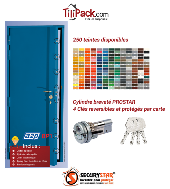 Blindage de porte A2P BP1, Securystar Le Citadin 1 Serrure en applique 5 points