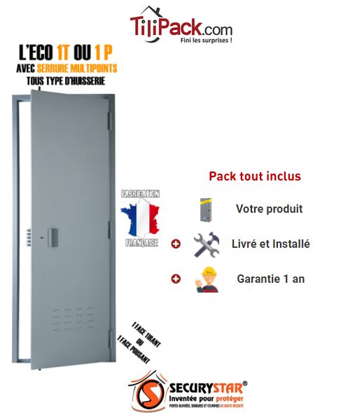 Porte de cave, Securystar Eco, Serrure applique 3 points