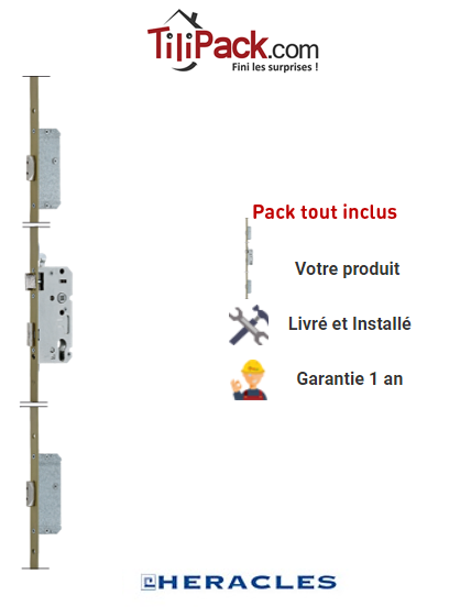 Serrure à mortaiser Héraclès TF3000 3 points - Entraxe 50 mm - Profil Européen