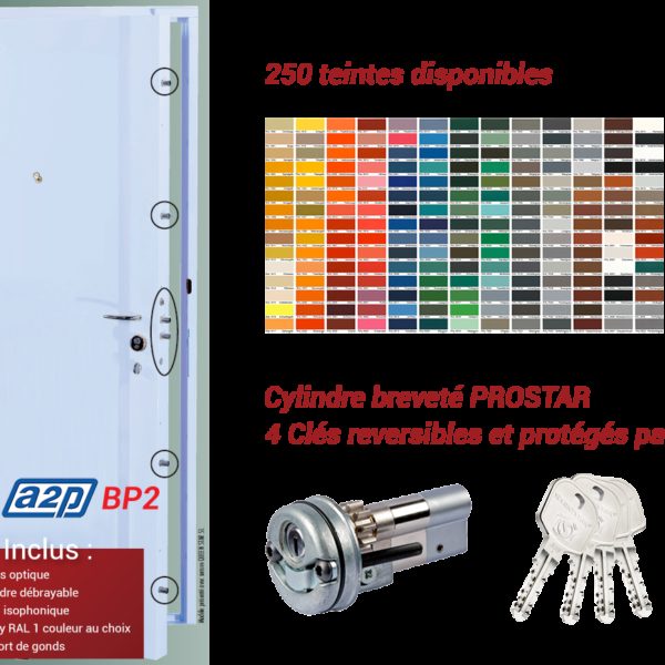 Porte blindée A2P BP2, Securystar Super Star - Serrure carénée 5 points