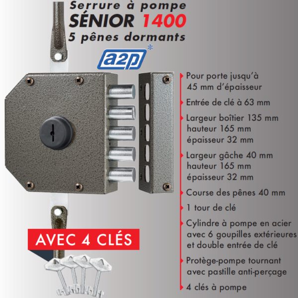 Porte de cave, Securystar Eco, Serrure applique 3 points